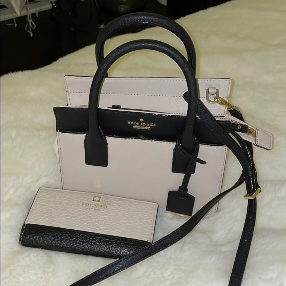 Kate Spade Nude/Black Top Handle Purse & Wallet